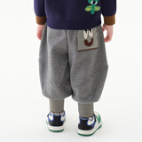 马·拉丁马拉丁童装儿童裤子冬男小童趣味口袋装饰立体分割针织长裤 中杂灰 120