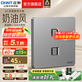 正泰（CHNT）开关插座6C 奶油风大板 家用86型带USB斜五孔暗装插座面板 幻银 双电脑（六类）