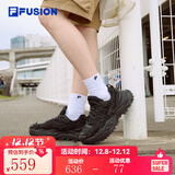 FILA FUSION斐乐潮牌男鞋BIANCO厚底潮鞋2025新款硬糖鞋老爹鞋 车漆黑/黑-SB 42.5
