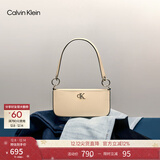 Calvin Klein时尚腋下包礼物休闲通勤洋气包包金属字母拉链CK女包单肩法棍包 280-杏仁黄 OS