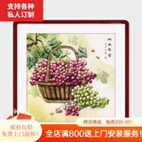 颜堂餐厅装饰画国画客厅水墨挂画中式玄关花鸟壁画卧室床头装饰画柿子 硕果累累-实木画框+有机玻璃 红木色圆角-65*65厘米