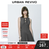 UR2025夏季新款女装格雷系蝴蝶结系带无袖连衣裙UWG750085 深灰花灰 S