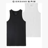 佐丹奴（Giordano） 内衣背心 男装两件装全棉纯色百搭U领修身男士背心 09黑/白色 加加大码(180/108A)