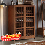 安尔雅新中式鞋柜门口简易鞋架家用收纳透气大容量多层玄关柜 双门款