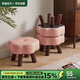 家逸四脚实木小凳子家用换鞋凳客厅小板凳办公室脚踏矮凳沙发凳软包