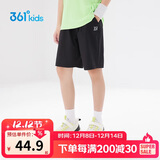 361°儿童短裤夏季男女童3-12岁透气运动裤梭织五分裤 黑 175