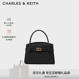 CHARLES&KEITH质感荔枝纹金属扣凯莉包手提包单肩包包女包新年礼物CK2-50270880