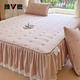 雅鹿夹棉花边款床笠罩单件家用防尘全包防滑床垫保护套席梦思床裙床罩 香槟色-郁金香【四季通用】 150*200cm【单床裙】