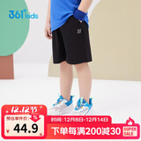 361°儿童短裤夏季男女童3-12岁透气运动裤梭织五分裤 黑 101