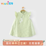 优奇婴儿衣服女宝宝夏季薄款无袖连衣裙女童裙子周岁礼服满月红色喜庆