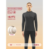 猫人（MiiOW）男士无痕保暖内衣男厚款双面热力绒润肤打底男款秋衣秋裤套装 中领-深麻灰【羊绒蛋白保暖】 XL 【建议重120-140斤】