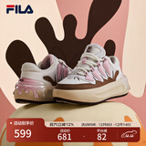 FILA 斐乐官方女鞋CARROT摩登板鞋萝卜鞋休闲厚底鞋子女 白中白/烤椰丝棕-BT 37.5