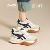 ZHR厚底7cm内增高老爹鞋女2026新款女鞋百搭运动鞋女KS262 米蓝色 35