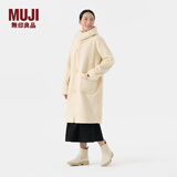 MUJI女式可水洗抓绒牛角扣大衣秋冬季摇粒绒中长款外套棉衣棉服冬装 象牙白色 M (165/88A)