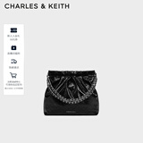 CHARLES&KEITH链条单肩腋下托特包流浪包包女包女友生日圣诞礼物CK2-20671559 Noir黑色 M