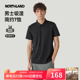 诺诗兰【经典款】春夏户外男式速干短袖T恤吸湿排汗翻领Polo衫 纯黑色-06E男 XL (180)