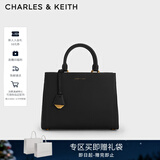 CHARLES&KEITH吊牌大容量托特包手提单肩送妈妈包包女包生日礼物CK2-50160152 Black黑色 L