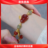 月桂玉兔手链女ins设计新款本命年绿珠福牌手串女神节生日礼物 红色玉兔红手链