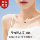 惜礼黑曜石项链女士S925纯银豆豆精致吊坠锁骨链520情人节礼物送老婆 黑曜石·925银项链