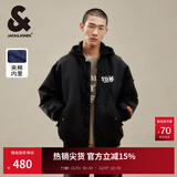 杰克·琼斯（JACK&JONES）25年秋冬男装棉衣飞行夹克男保暖宽松潮流连帽短款棉服外套男士 黑色E40 L 180