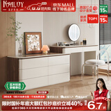 凯萨罗列  KSALOY斗柜一体梳妆台2025新款轻奢卧室小户型实木床尾柜现代简约化妆桌 B款六斗柜+妆台+LED圆镜【无椅】 1.2米妆台【包送包装】左右可用