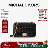 MICHAEL KORS礼物轻奢MK女包SLOAN小香风链条单肩斜挎腋下包 大号 黑色/金色