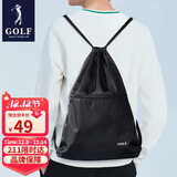 高尔夫（GOLF）防泼水抽绳双肩包休闲运动背包时尚多功能轻便抽绳包束口袋 黑色