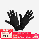 迪卡侬户外运动男女跑步健身骑行轻薄舒适保暖触屏手套纯黑色XS-4564119