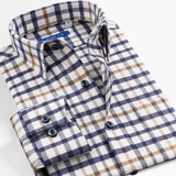 第五季 男装衬衫商务休闲衬衣男士长袖修身法兰绒磨毛格子保暖衬衫 SFL5T172 41 [参考体重：140-150斤]