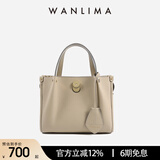 万里马戴妃包轻奢侈新品牛皮手提通勤单肩包真皮女包高级感律师包 珍珠灰