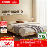 全友家居现代简约高箱储物收纳床主卧1.8米x2米双人大床家具政府补贴 【原木色 | 高脚】床+302床头柜*2+01床垫 1.8x2米【爆款+性价比超高】