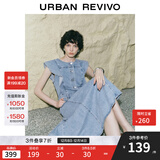 UR2025夏季新款女装复古牛仔荷叶边牛仔连衣裙UWG850114 蓝色 XL