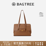 BAGTREE明星同款包包树海豚包轻奢品牌植鞣皮托特包大容量通勤女士电脑包 中号-烤棕色 能装A4资料 高级小众