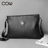 COW单肩包男士商务休闲男包单肩斜挎背包时尚潮流男士包 C-9808横款