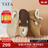 他她（TATA）女鞋2025冬季新款加绒勃肯鞋保暖鞋子棉鞋休闲鞋CF702DM5 棕黄（绒里） 37