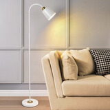 拾光记忆 简约现代落地灯北欧极简轻奢客厅卧室床头书房创意阅读灯立式灯 白色落地灯+9瓦暖光led灯泡 亮度适合看书