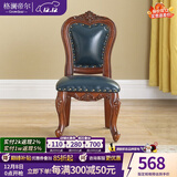 格澜帝尔（growdear） 小椅子欧式客厅真皮凳小圆凳子宝宝换鞋凳家用沙发凳实木靠背椅 雕刻靠背宝石蓝370*360*705大款 30cm 雕刻小款