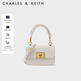 CHARLES&KEITH复古编织拎手提包斜挎包单肩包包女包生日新年礼物CK2-50781528 Ivory象牙色 S