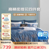 梦洁家纺 枝间绘雪 欧式提花四件套 B版纯棉床品套件 1.8米床 220*240cm