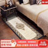 致尚美学地毯卧室床边毯欧美式客厅中古风地毯玄关飘窗垫书房过道家用地毯 耀世黑金色 80*150cm-定制高档锦纶20天发货