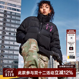 MEDM【王鹤棣同款】 90鸭绒国潮字母刺绣保暖立领羽绒服冬季外套 黑色粉字 XL