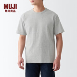 MUJI 男式 粗棉线 天竺编织 短袖T恤 打底衫男款 纯棉全棉 ABA18A2S 灰色 XS 160/80A