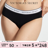 维多利亚的秘密 棉质舒适内裤logo腰带中腰女三角裤简约红色 54A2黑色-6819 11256819 1条 M