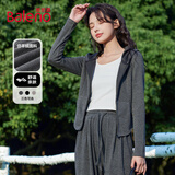 班尼路（Baleno）仿羊绒连帽修身开衫小香风外套女2025年春秋季新款潮流女装上衣
