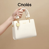 蔻一（Cnoles）包包女包2025女士斜挎高级感小手提包单肩包走心生日礼物送女友 米白大号【送女友女生实用】 少女感可爱猫咪卡通吊饰