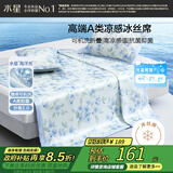 水星家纺冰丝凉席可机洗凉席冰丝席子1.5x2米软凉席可折叠三件套