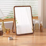 小匠材化妆镜简约实木家用桌面复古梳妆镜办公室折叠可便携台式镜子大号