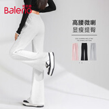 班尼路（Baleno）高腰喇叭裤女2025春秋季松紧腰微喇休闲长裤时尚黑色马蹄裤