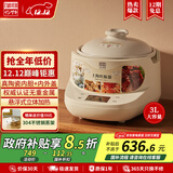 石崎成器日本 陶瓷内胆电饭煲 无涂层电饭煲 家用微压电饭锅柴火饭土陶伊贺烧3L煮饭防溢煲汤砂锅预约 胡椒白 3L