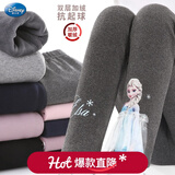 迪士尼女童打底裤春秋长裤外穿童装2025新款秋装大童洋气儿童裤子 【加绒款】深灰 97357 110